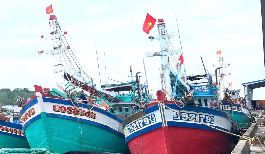 Tàu cập cảng cá Ba Tri, xã Tân Thủy, tỉnh Vĩnh Long.