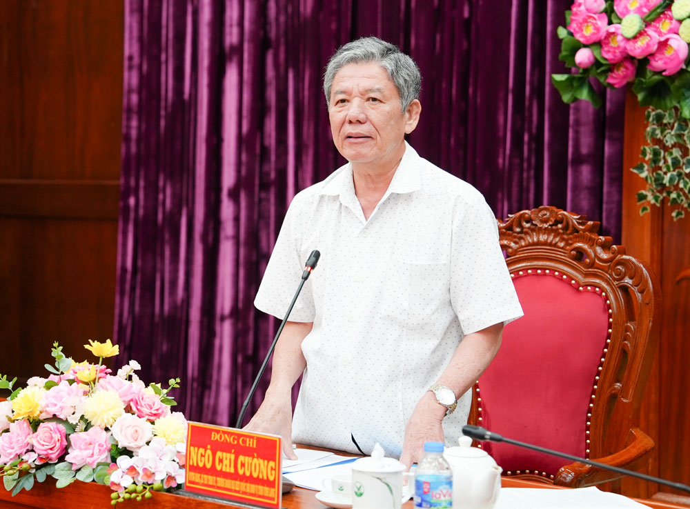 Ủy viên Ban Chấp hành Trung ương Đảng, Bí thư Tỉnh ủy Vĩnh Long- Ngô Chí Cường chủ trì hội nghị.