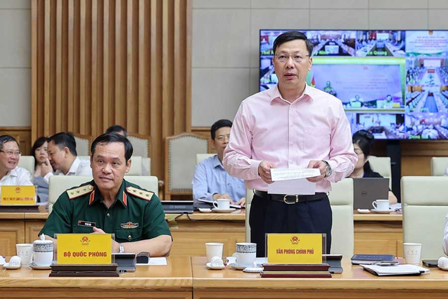 Phó Chủ nhiệm Văn phòng Chính phủ Phạm Mạnh Cường phát biểu tại hội nghị - Ảnh: VGP/Nhật Bắc