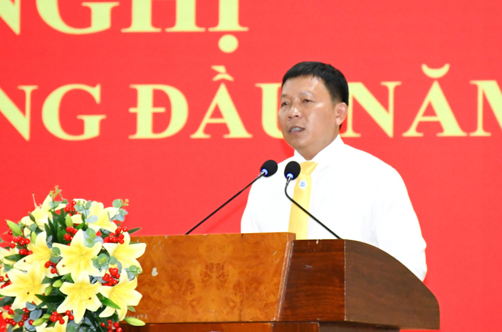PGS.TS Nguyễn Minh Hòa - Bí thư Đảng ủy, Hiệu trưởng Trường ĐH Trà Vinh phát biểu kết luận hội nghị.