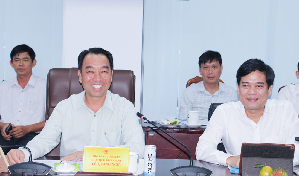 Phó Bí thư Tỉnh ủy, Chủ tịch UBND tỉnh- Lữ Quang Ngời phát biểu tại buổi làm việc.