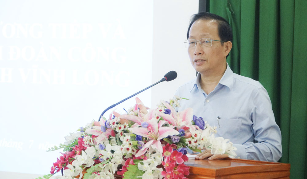 Ủy viên Ban Thường vụ Tỉnh ủy, Phó Chủ tịch UBND tỉnh- Nguyễn Trúc Sơn phát biểu tại buổi làm việc.