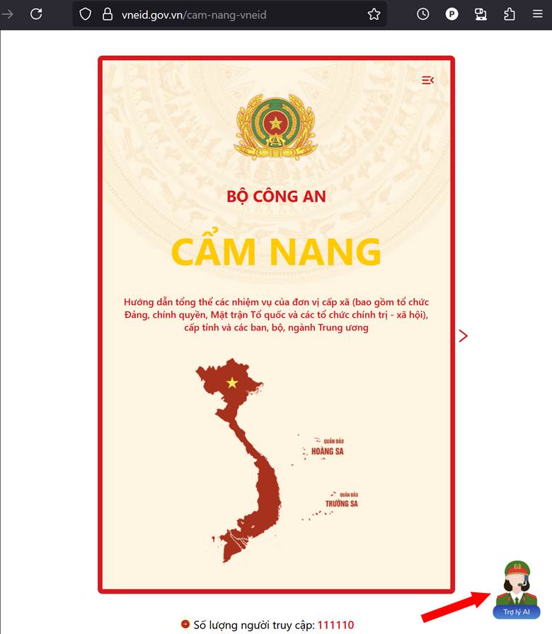 
Một hộp thoại chat sẽ được hiện ra để người dùng đặt các câu hỏi liên quan đến thủ tục hành chính công hoặc thông tin về các đơn vị hành chính sau khi sáp nhập.