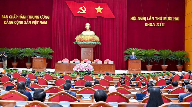 Tổng Bí thư Tô Lâm phát biểu bế mạc Hội nghị. (Ảnh ĐĂNG KHOA)
