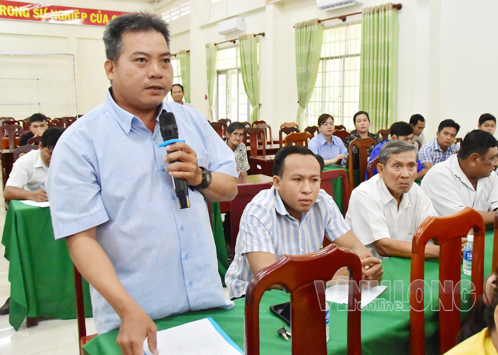 Cử tri Phan Thanh Duy (xã Phong Thạnh) kiến nghị rà soát, đánh giá lại quy hoạch sản xuất phù hợp.

