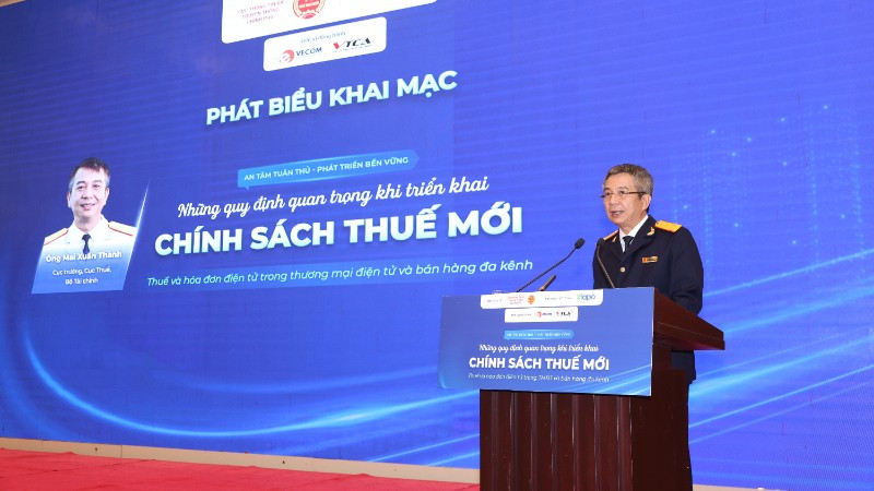 Cục trưởng Cục Thuế Mai Xuân Thành phát biểu khai mạc hội thảo.