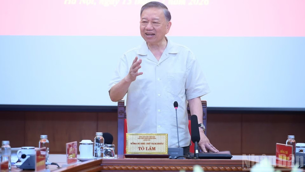 Tổng Bí thư, Chủ tịch nước Tô Lâm phát biểu chỉ đạo phiên họp. (Ảnh: ĐĂNG KHOA)
