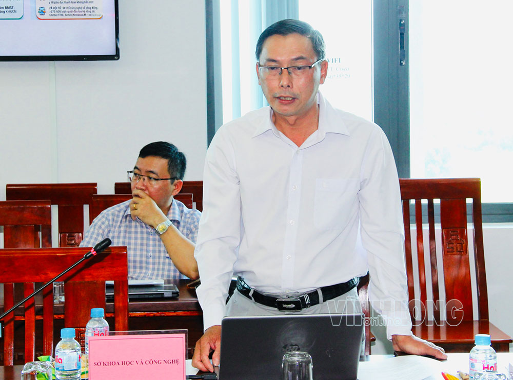Ông Nguyễn Văn Giới - Phó Giám đốc Sở Khoa học và Công nghệ phát biểu tại hội nghị.
