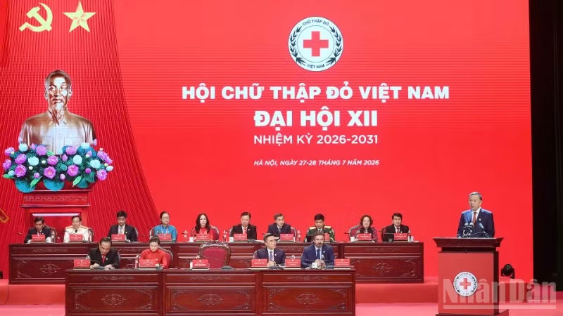 Đại hội đại biểu toàn quốc Hội Chữ thập đỏ Việt Nam lần thứ XII, nhiệm kỳ 2026-2031 bước vào phiên trọng thể. (Ảnh: ĐĂNG KHOA)