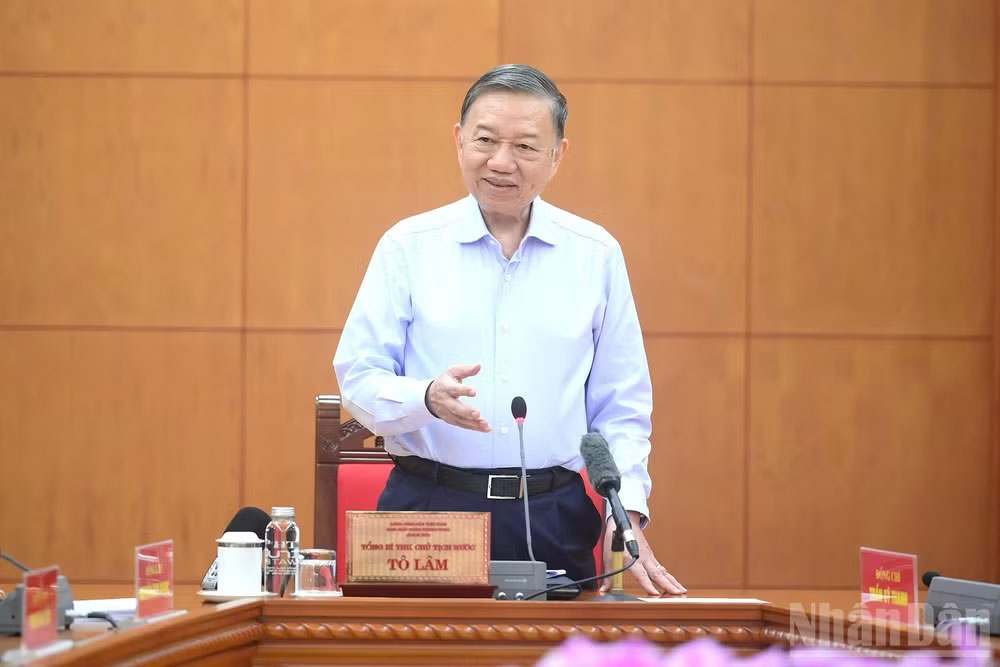 Tổng Bí thư, Chủ tịch nước Tô Lâm phát biểu tại cuộc làm việc. (Ảnh: ĐĂNG KHOA)
