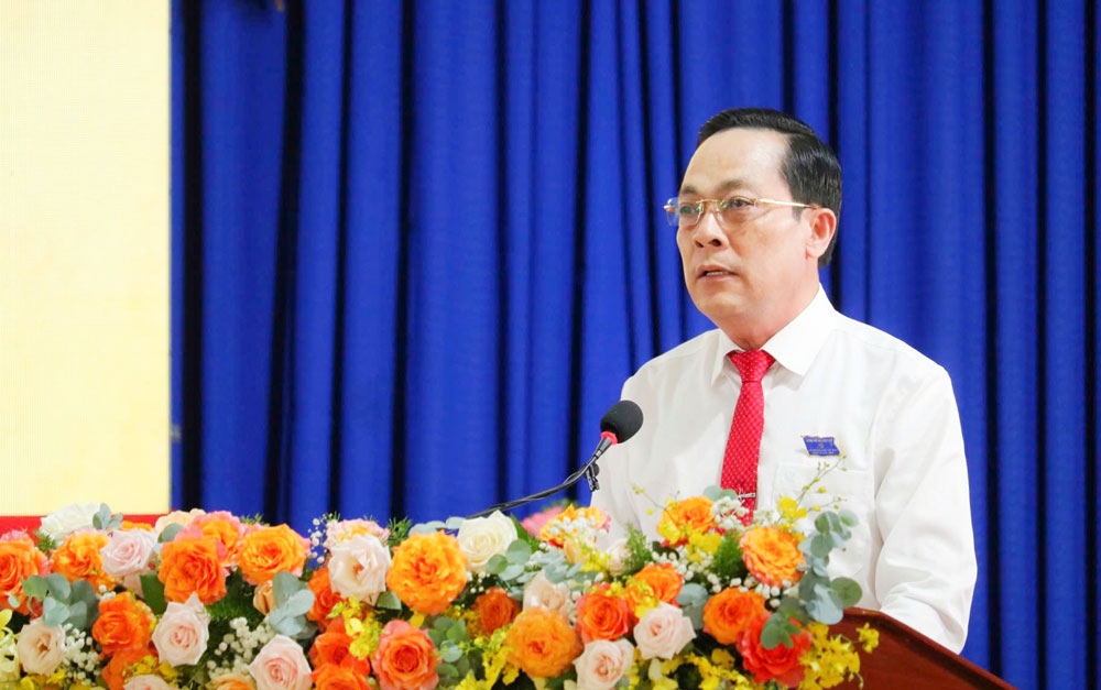 Đồng chí Lâm Minh Đằng- Phó Bí thư Tỉnh ủy phát biểu chỉ đạo đại hội.