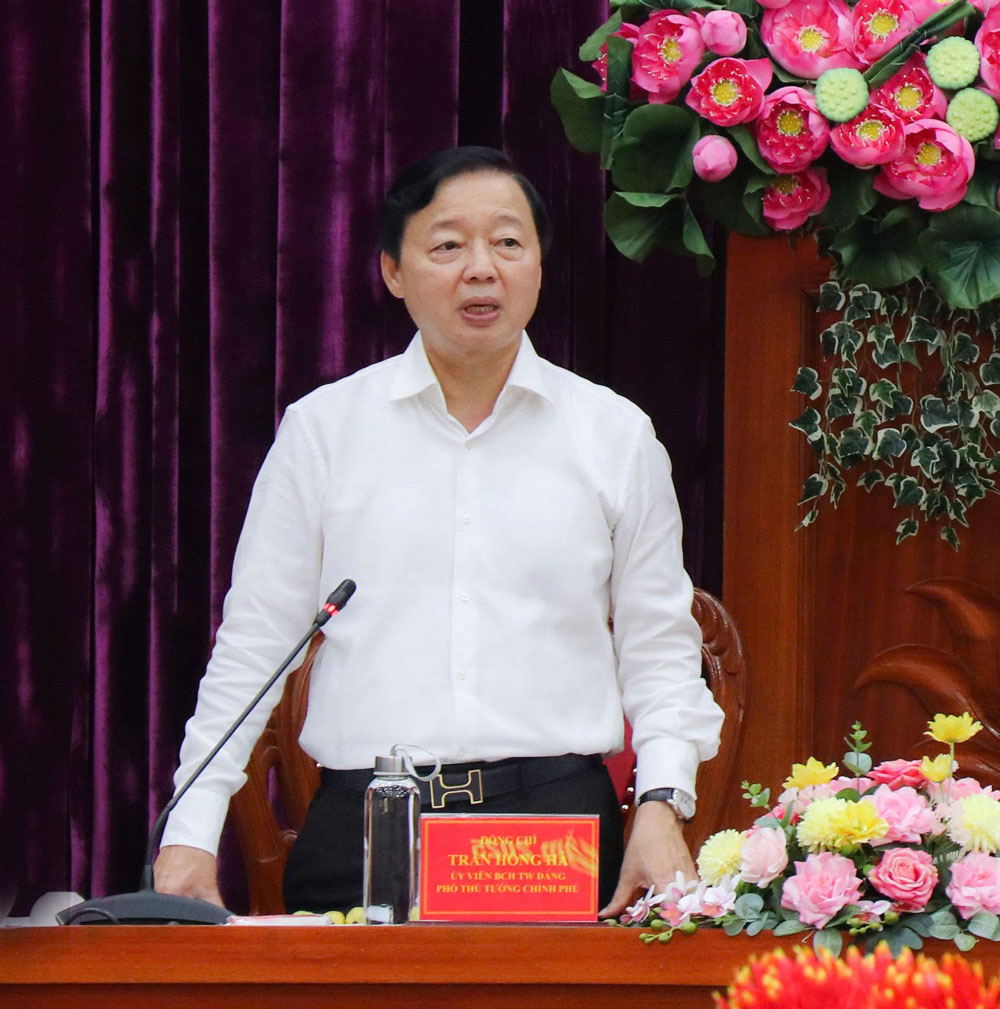 Phó Thủ tướng Chính phủ- Trần Hồng Hà phát biểu chỉ đạo tại buổi làm việc với các địa phương.