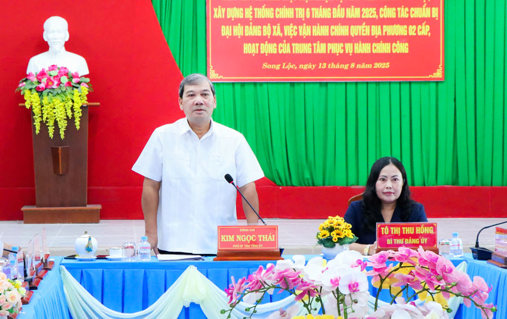 Phó Bí thư Tỉnh ủy- Kim Ngọc Thái phát biểu tại buổi làm việc.