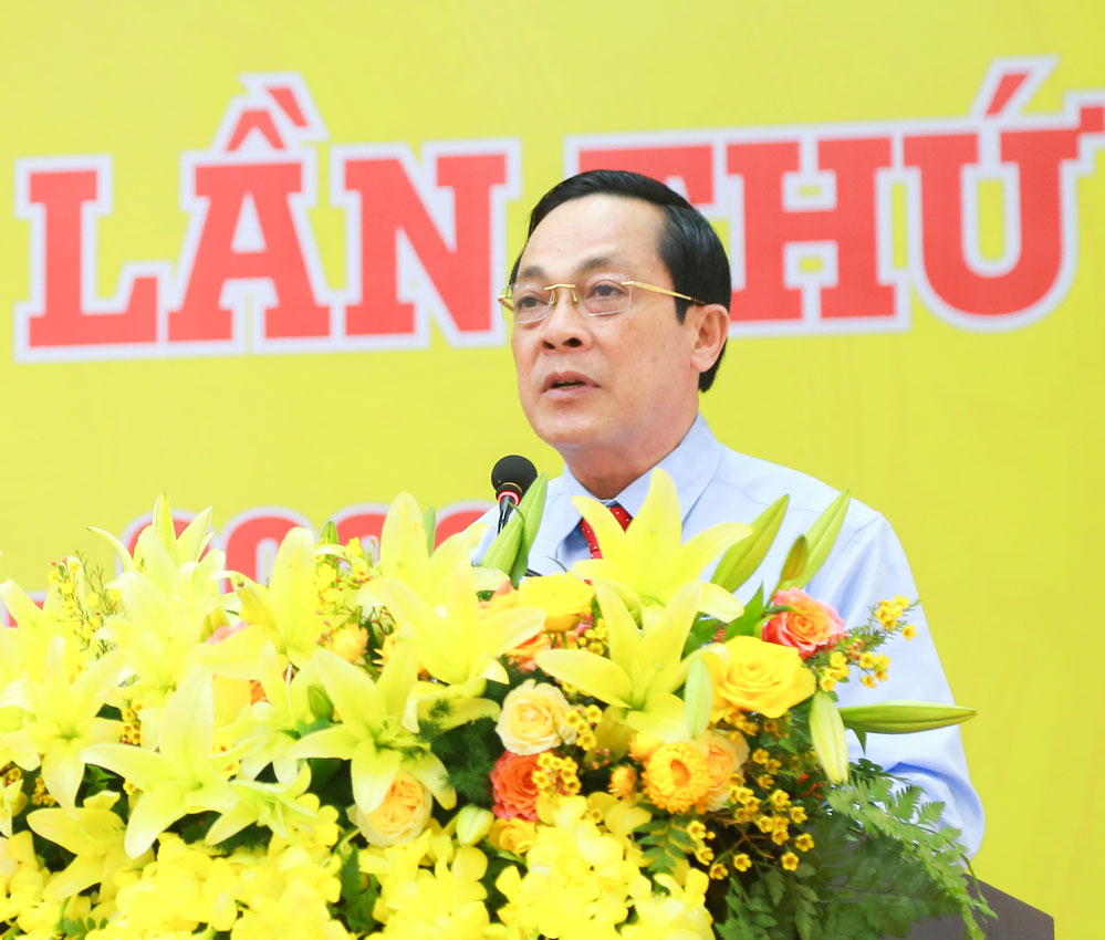 Đồng chí Lâm Minh Đằng- Phó Bí thư Tỉnh ủy, Bí thư Đảng ủy các cơ quan Đảng tỉnh phát biểu tại phiên làm việc trù bị.