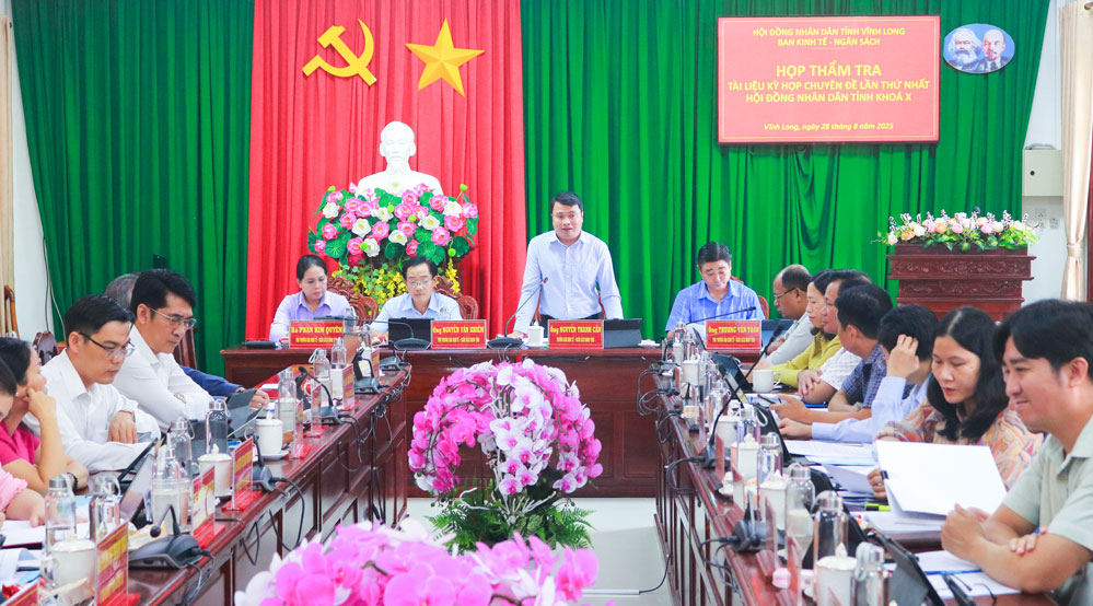 Ông Nguyễn Thanh Cần- Trưởng Ban Kinh tế- Ngân sách HĐND tỉnh phát biểu tại phiên họp.