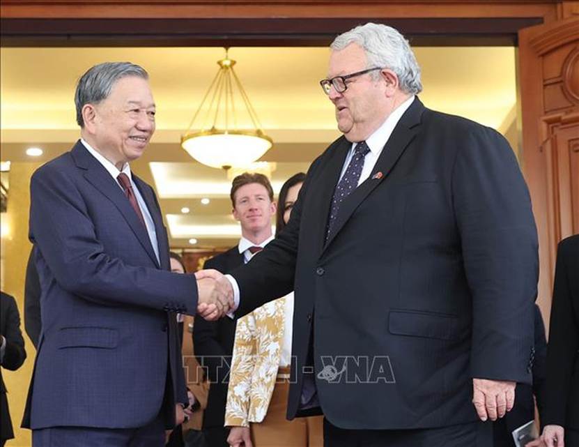
Tổng Bí thư Tô Lâm chào mừng Chủ tịch Quốc hội New Zealand Gerry Brownlee sang thăm Việt Nam - Ảnh: TTXVN