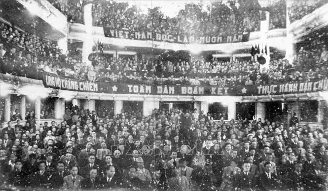 
Toàn cảnh buổi khai mạc kỳ họp thứ nhất, Quốc hội khoá I, ngày 2/3/1946. (Ảnh tư liệu: TTXVN).