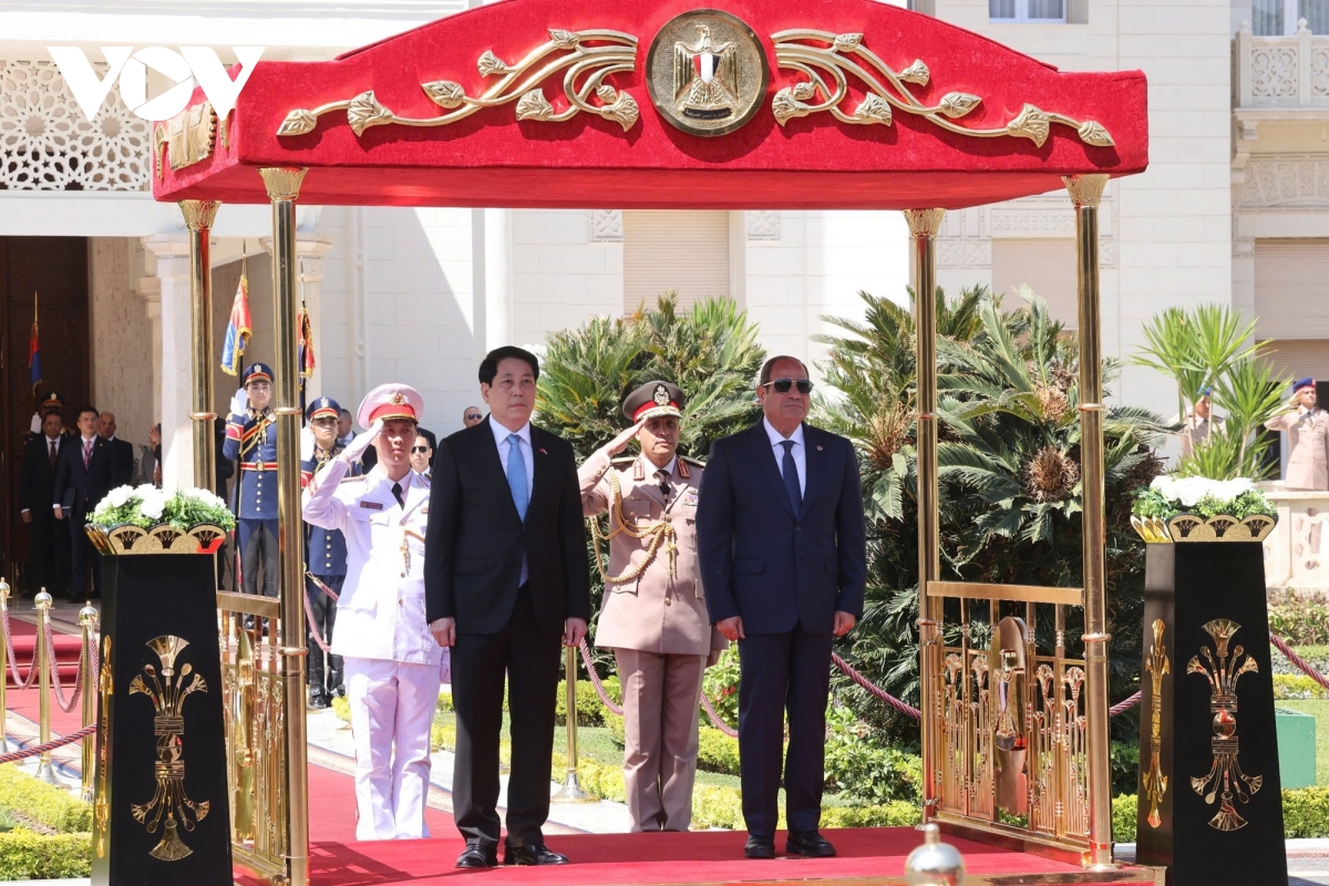  

Trưa 5/8, Tổng thống Abdel Fattah Al Sisi đã chủ trì lễ đón Chủ tịch nước Lương Cường và Phu nhân cùng đoàn đại biểu cấp cao Việt Nam thăm cấp Nhà nước tới Ai Cập. Sau đó, Chủ tịch nước Lương Cường và Tổng thống Ai Cập Abdel Fattah Al Sisi đã tiến hành các cuộc hội đàm hẹp và hội đàm chính thức.