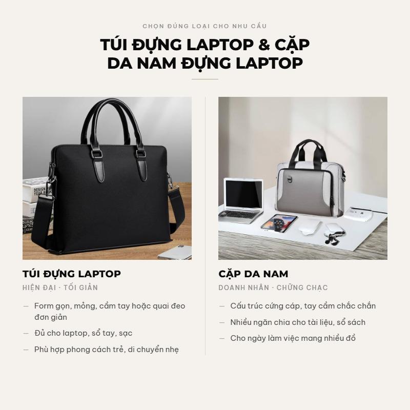 Phân biệt túi đựng laptop và cặp da nam đựng laptop.