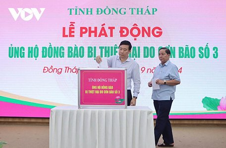 
Đồng Tháp tổ chức Lễ phát động ủng hộ đồng bào bị thiệt hại do bão số 3 gây ra