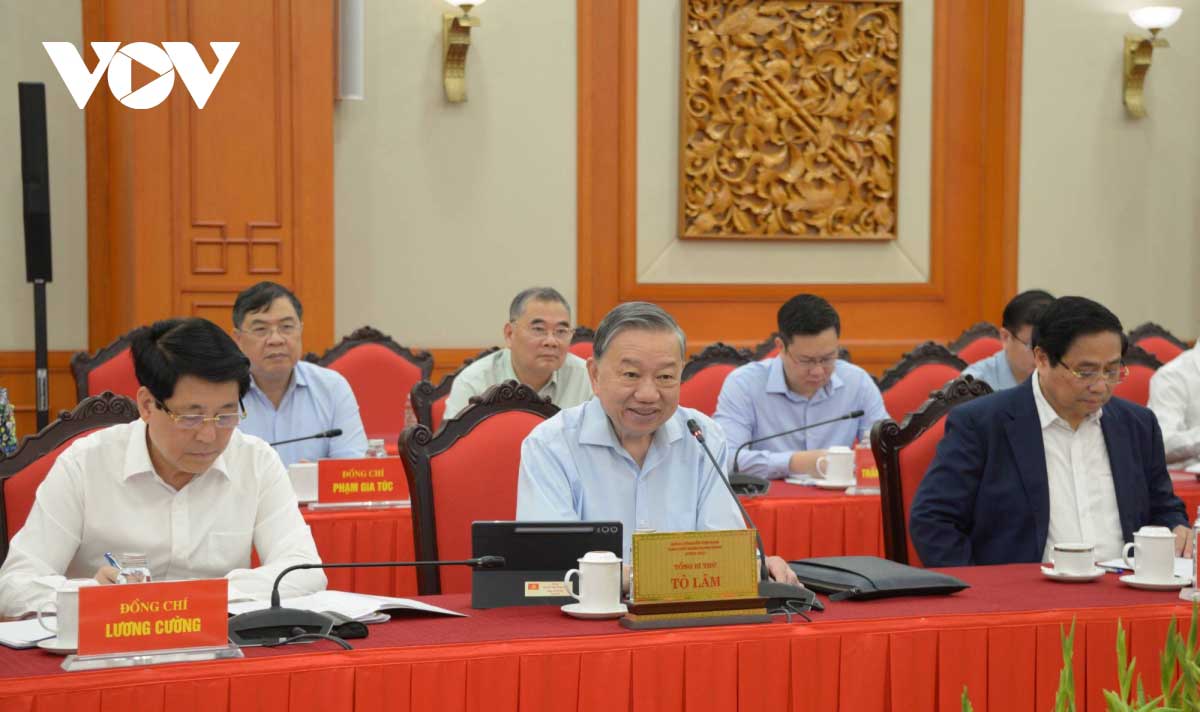 Tổng Bí thư Tô Lâm phát biểu tại buổi làm việc