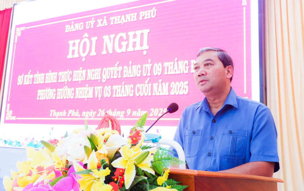 Phó Bí thư Tỉnh ủy- Kim Ngọc Thái phát biểu chỉ đạo hội nghị. Ảnh: MINH MỪNG