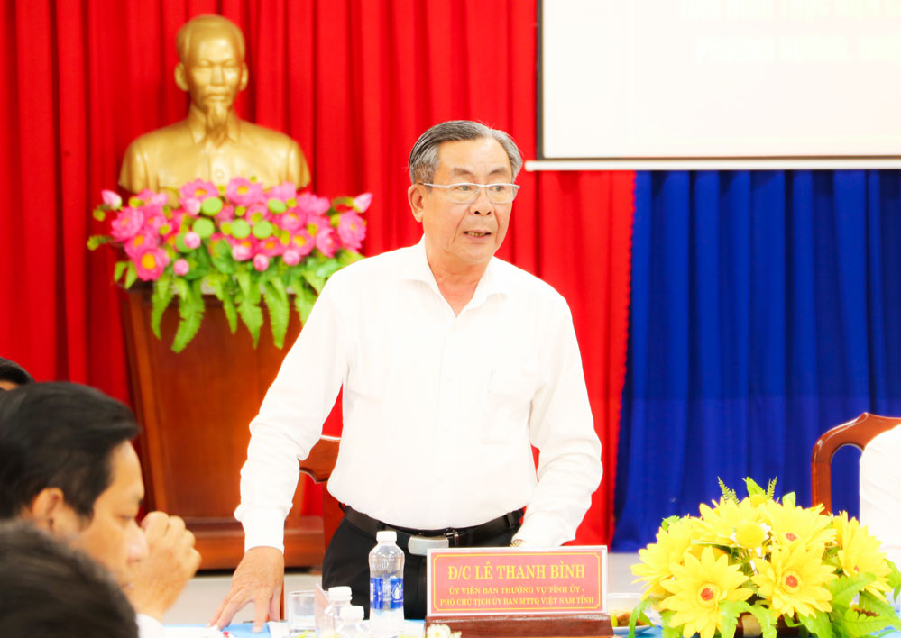  Đồng chí Lê Thanh Bình- Ủy viên Ban Thường vụ Tỉnh ủy, Phó Chủ tịch Ủy ban MTTQ Việt Nam tỉnh phát biểu tại buổi kiểm tra.