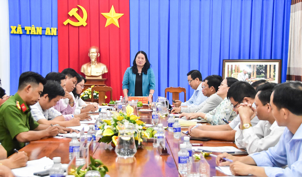 Phó Chủ tịch UBND tỉnh- Nguyễn Thị Bé Mười phát biểu chỉ đạo tại buổi làm việc.