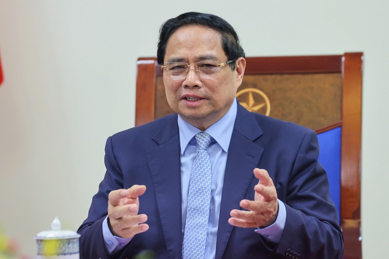 Thủ tướng Phạm Minh Chính cũng đề nghị phía Đức tiếp tục tạo điều kiện thuận lợi cho cộng đồng người Việt Nam tại Đức ổn định cuộc sống - Ảnh: VGP/Nhật Bắc