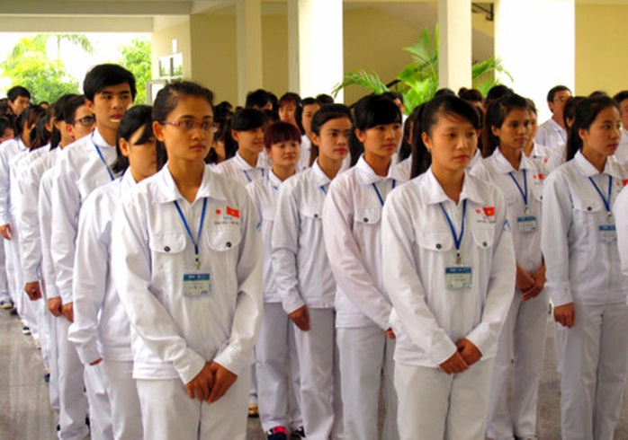 Người lao động Việt Nam trong một buổi đào tạo định hướng trước khi sang làm việc tại Nhật Bản