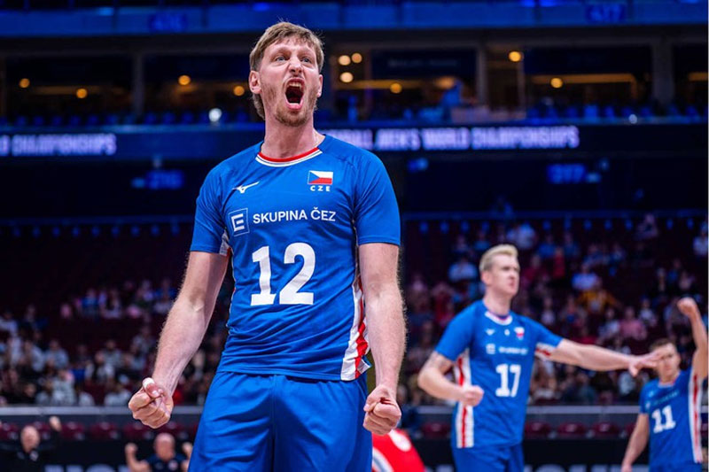 VĐV tuyển bóng chuyền Czech ăn mừng - Ảnh: FIVB