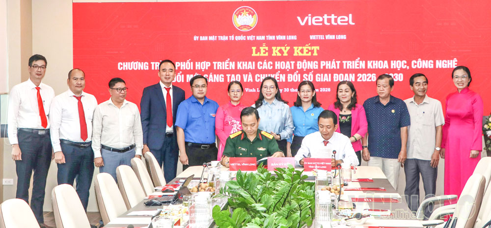 MTTQ tỉnh ký kết chương trình phối hợp với doanh nghiệp viễn thông trên địa bàn tỉnh về phát triển khoa học, công nghệ, đổi mới sáng tạo và chuyển đổi số giai đoạn 2026-2030.

