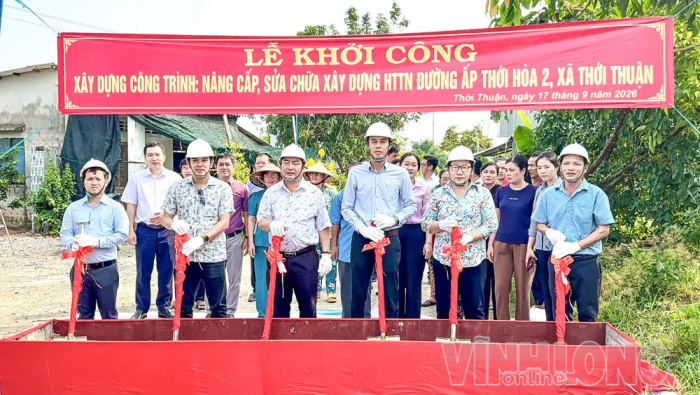 Thới Thuận khởi công hệ thống 
thoát nước tuyến đường ấp Thới Hòa 2