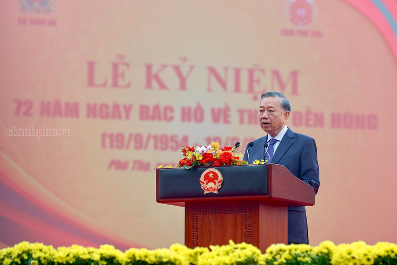 Tổng Bí thư, Chủ tịch nước Tô Lâm phát biểu tại Lễ kỷ niệm - Ảnh: chinhphu.vn/Nhật Bắc