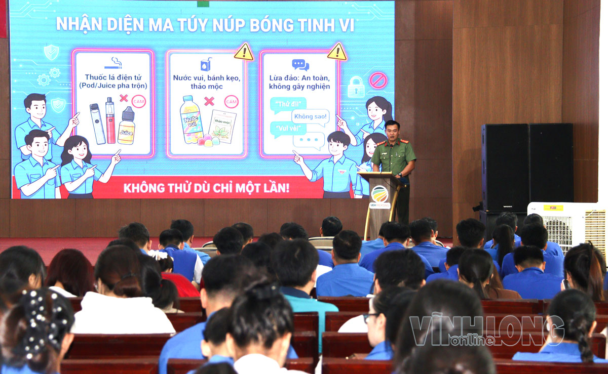 Đại diện Ban Thanh niên Công an tỉnh trình bày tham luận.