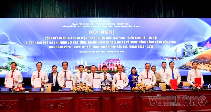 Vĩnh Long ký kết thỏa thuận hợp tác với TP Hồ Chí Minh và các tỉnh, thành giai đoạn 2026 - 2030