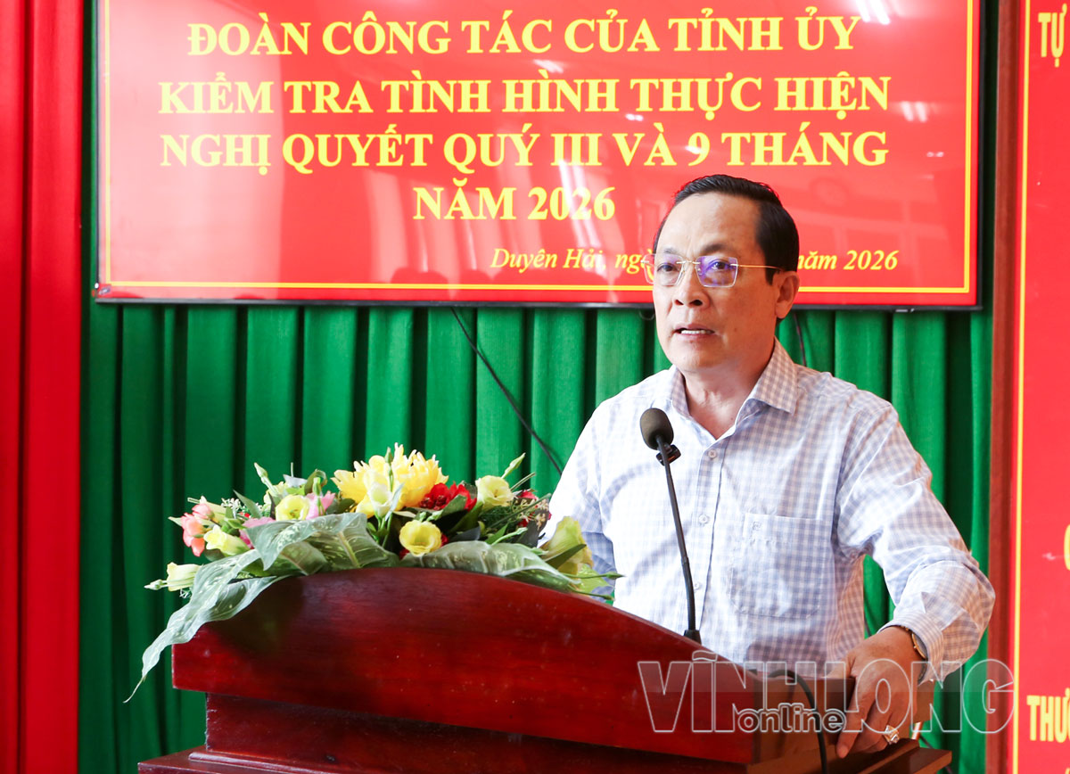 Phó Bí thư Tỉnh ủy Lâm Minh Đằng phát biểu kết luận buổi kiểm tra.