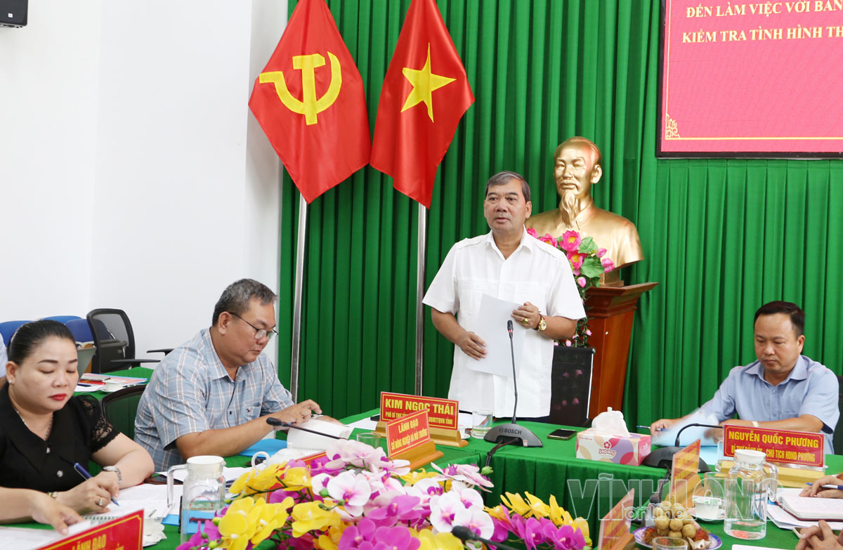 Phó Bí thư Tỉnh ủy Kim Ngọc Thái phát biểu kết luận buổi kiểm tra.