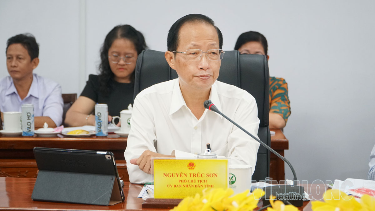 Đồng chí Nguyễn Trúc Sơn- Ủy viên Thường vụ Tỉnh ủy, Phó Chủ tịch UBND tỉnh phát biểu tại buổi làm việc.