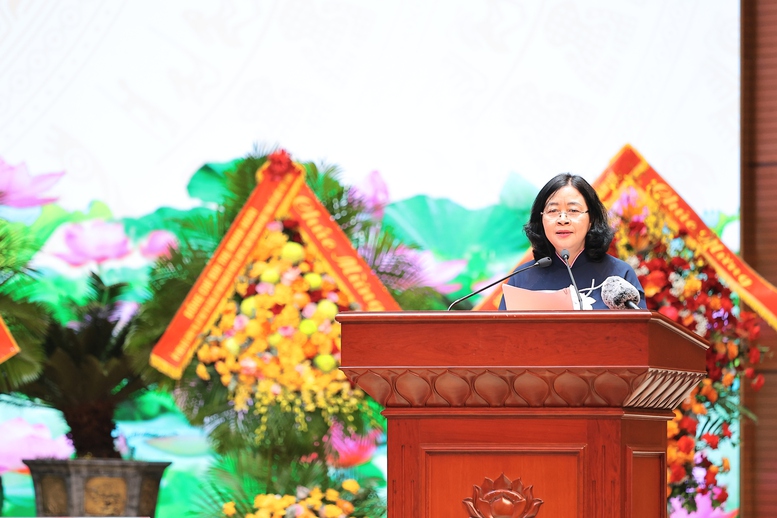 Bà Bùi Thị Minh Hoài, Ủy viên Bộ Chính trị, Bí thư Trung ương Đảng, Bí thư Đảng ủy MTTQ, các đoàn thể Trung ương, Chủ tịch Ủy ban Trung ương MTTQ Việt Nam - Ảnh: chinhphu.vn/Toàn Thắng

