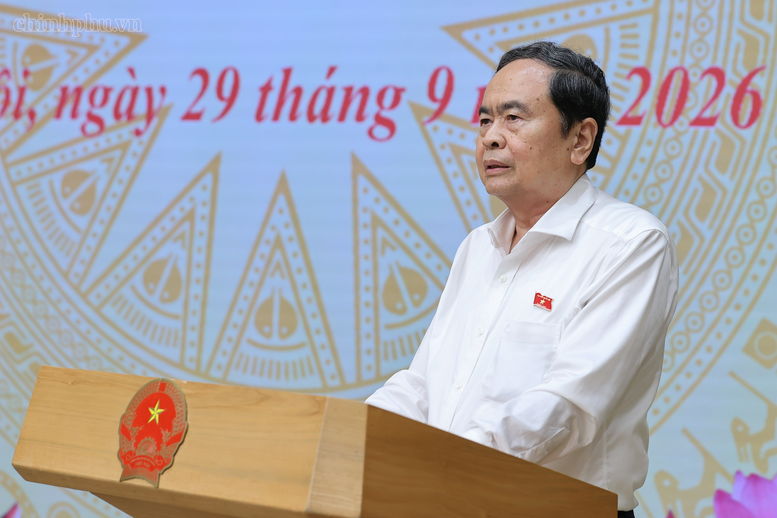 Chủ tịch Quốc hội Trần Thanh Mẫn phát biểu tại Hội nghị - Ảnh: chinhphu.vn/Nhật Bắc

