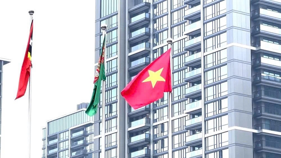 Cờ Việt Nam tại ASIAD 19.
Ảnh: Mỹ Trang