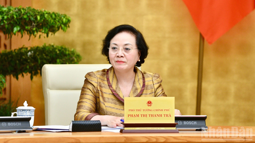 Phó Thủ tướng Chính phủ Phạm Thị Thanh Trà phát biểu ý kiến tại phiên họp. (Ảnh: THANH GIANG)