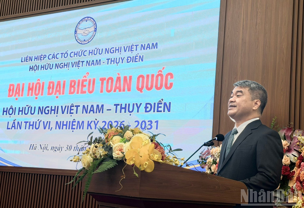 Thứ trưởng Tư pháp Nguyễn Thanh Tú được Đại hội tín nhiệm bầu làm Chủ tịch Hội Hữu nghị Việt Nam-Thụy Điển khóa VI nhiệm kỳ 2026-2031. (Ảnh: KHÁNH LAN)