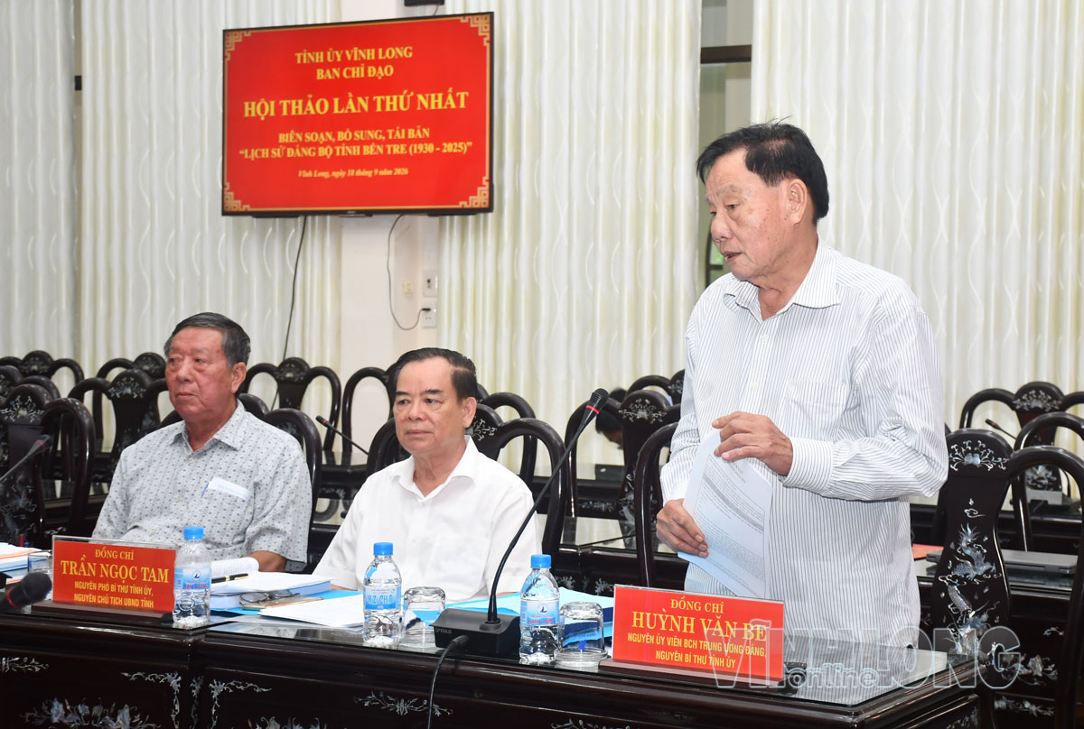 Đồng chí Huỳnh Văn Be - nguyên Ủy viên Ban chấp hành Trung ương Đảng, nguyên Bí thư Tỉnh ủy Bến Tre đóng góp dự thảo Lịch sử Đảng bộ tỉnh Bến Tre (1930 - 2025).