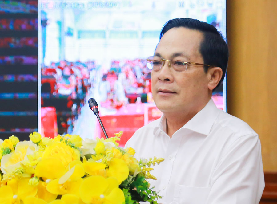 Đồng chí Lâm Minh Đằng- Phó Bí thư Tỉnh ủy phát biểu bế giảng lớp bồi dưỡng nghiệp vụ chuyên sâu về công tác KT, GS năm 2025.