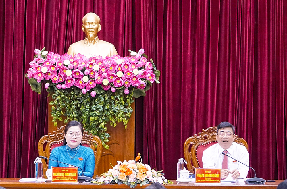 Tổ thảo luận số 3 do đồng chí Nguyễn Thị Minh Trang- Ủy viên Ban Thường vụ Tỉnh ủy, Trưởng Ban Tuyên giáo và Dân vận Tỉnh ủy làm Tổ trưởng.