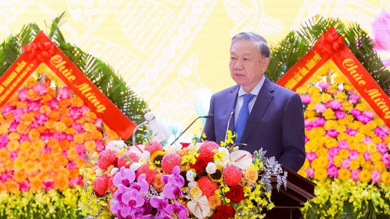 Tổng Bí thư Tô Lâm phát biểu tại Lễ kỷ niệm.
