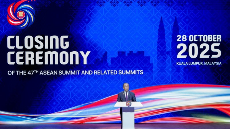 Thủ tướng Malaysia Anwar Ibrahim phát biểu bế mạc Hội nghị. (Ảnh: VGP/Nhật Bắc)