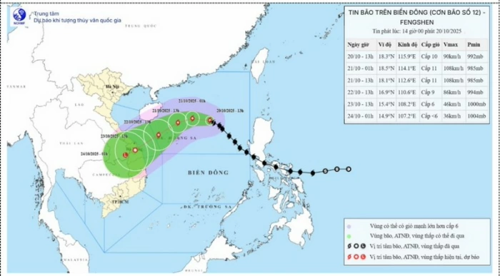 Từ 72-84 giờ tới: Áp thấp nhiệt đới đi sâu vào đất liền và suy yếu dần